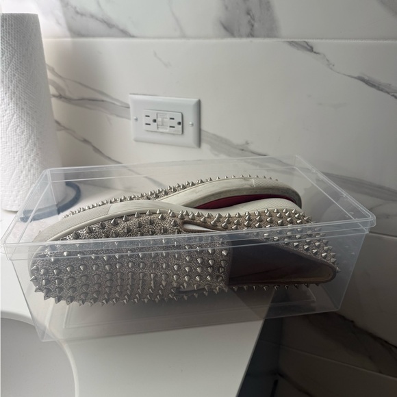 Christian Louboutin Roller Boat Men's Spiked Slip-On Shoes - Silver - Picture 16 of 16